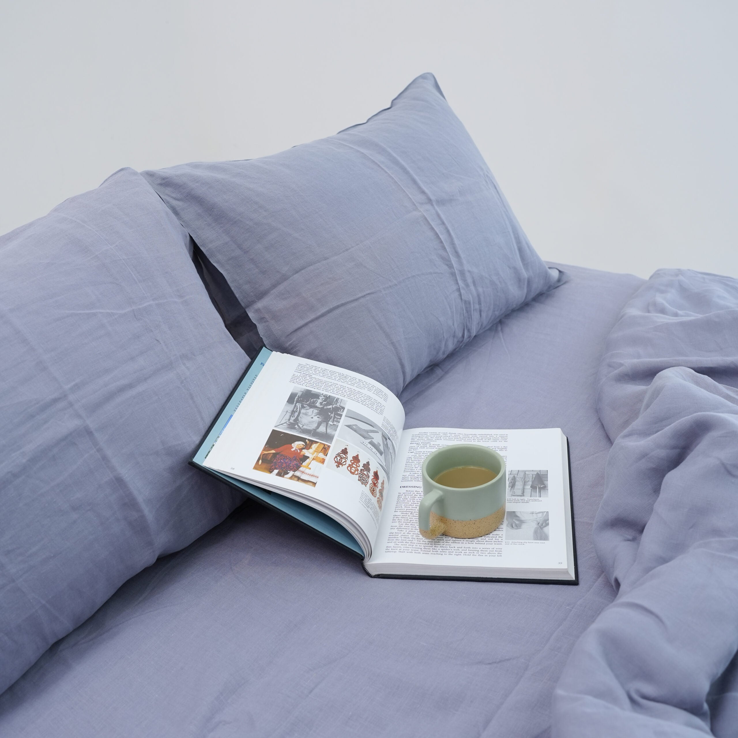 Steel French Linen Duvet Cover+2 Pillowcases Set - Plain Dyeing 24