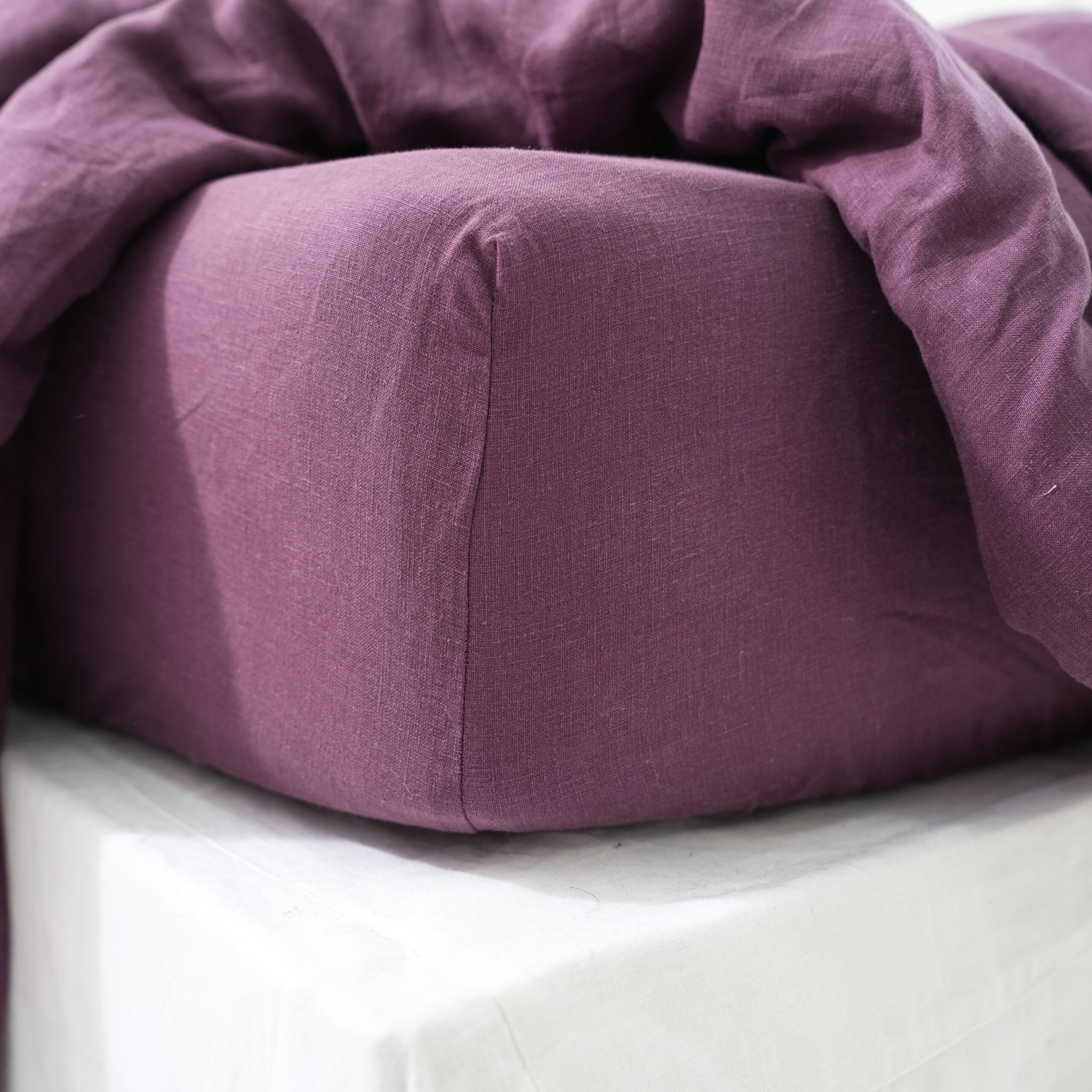Violet Purple French Linen Fitted Sheet | Handmade
