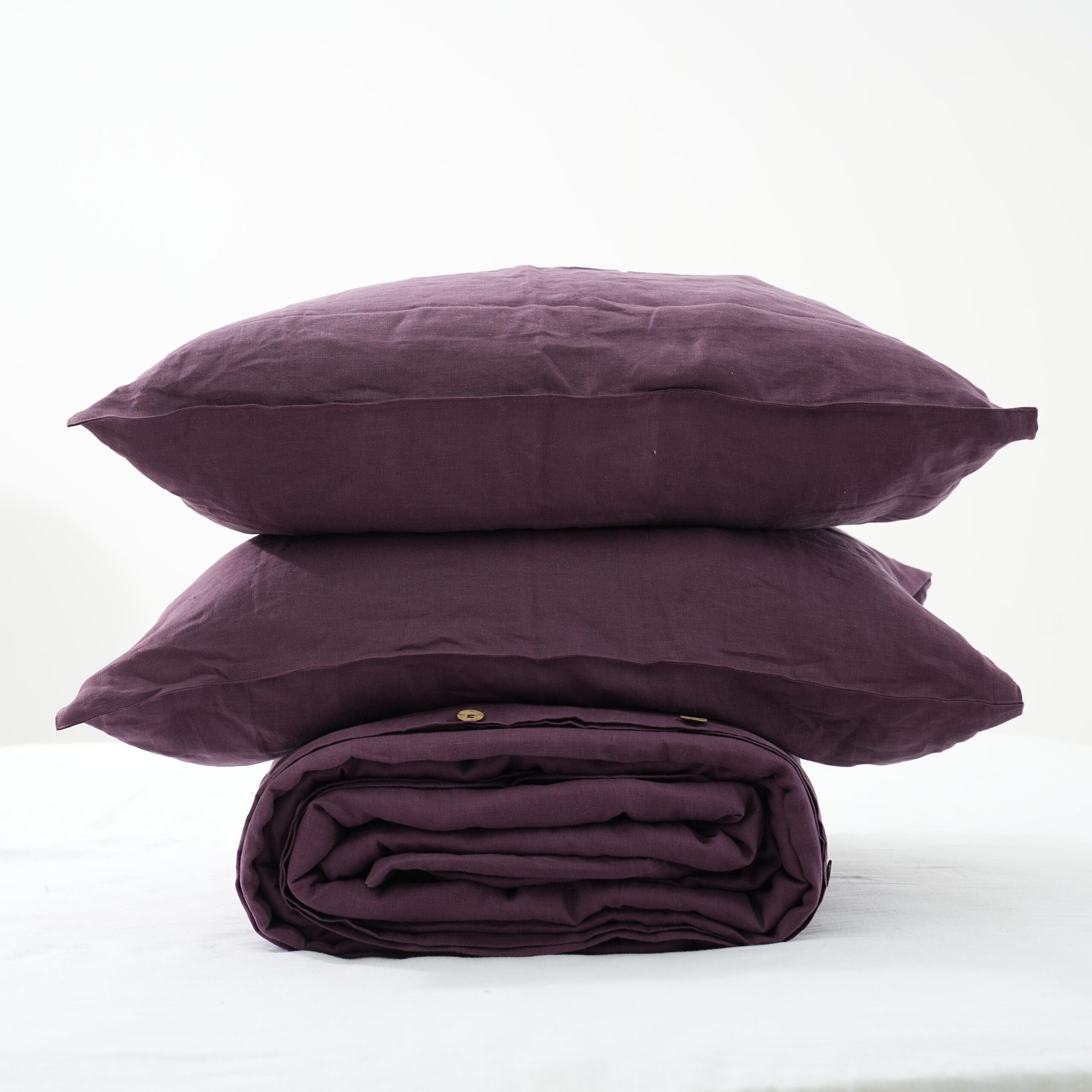 Violet French Linen Duvet Cover+2 Pillowcases Set- Plain Dyeing 16