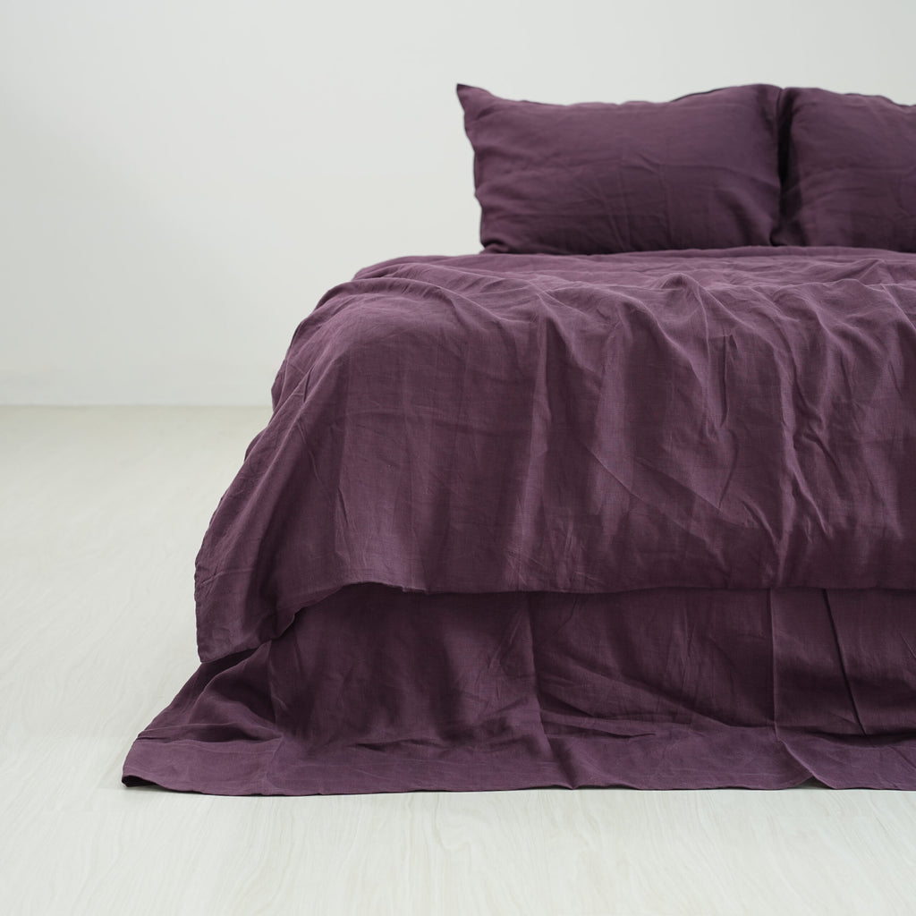 Violet French Linen Duvet Cover+2 Pillowcases Set- Plain Dyeing 16
