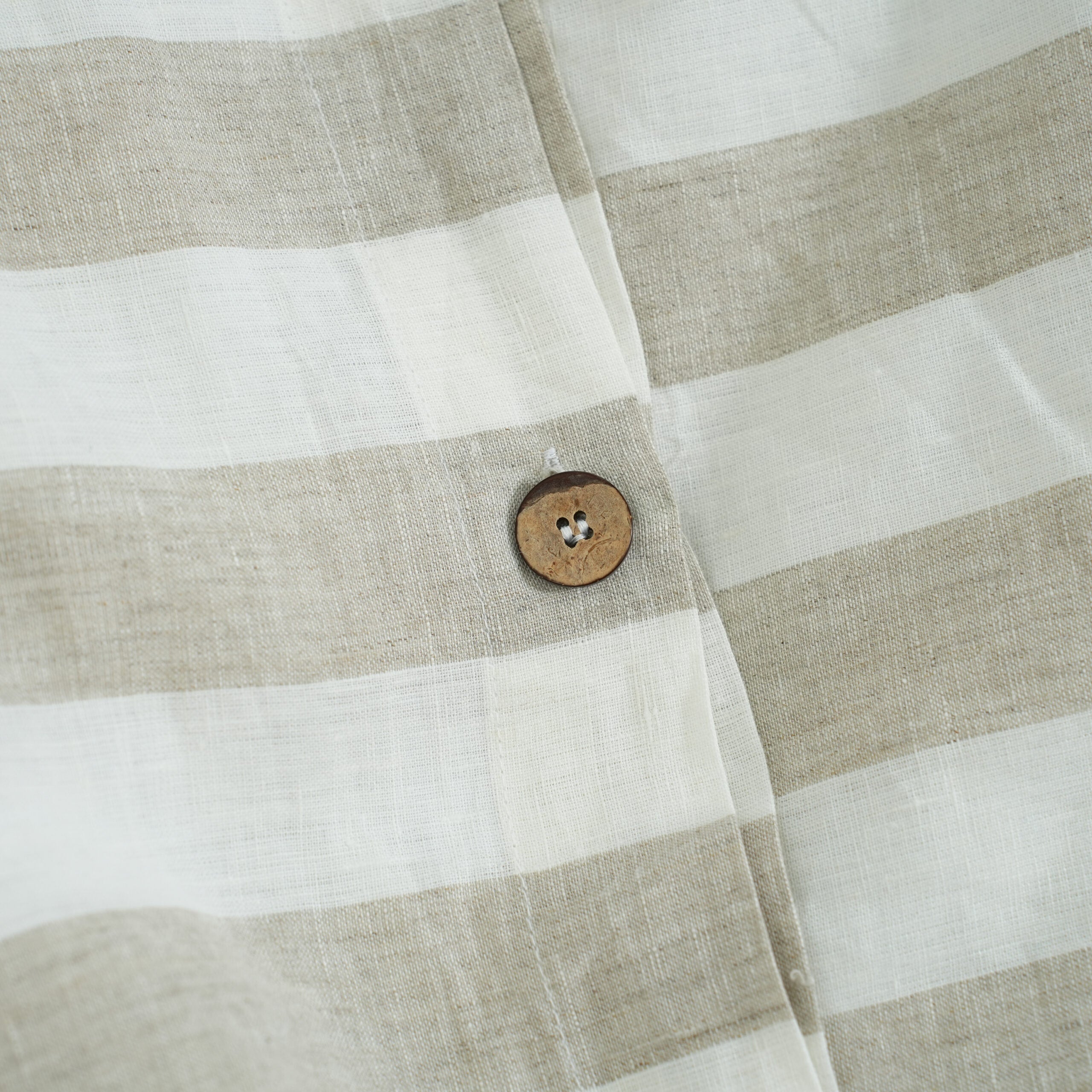 Striped Flax French Linen Fitted Sheet Set - Yarn-Dyed with 2 Pillowcases