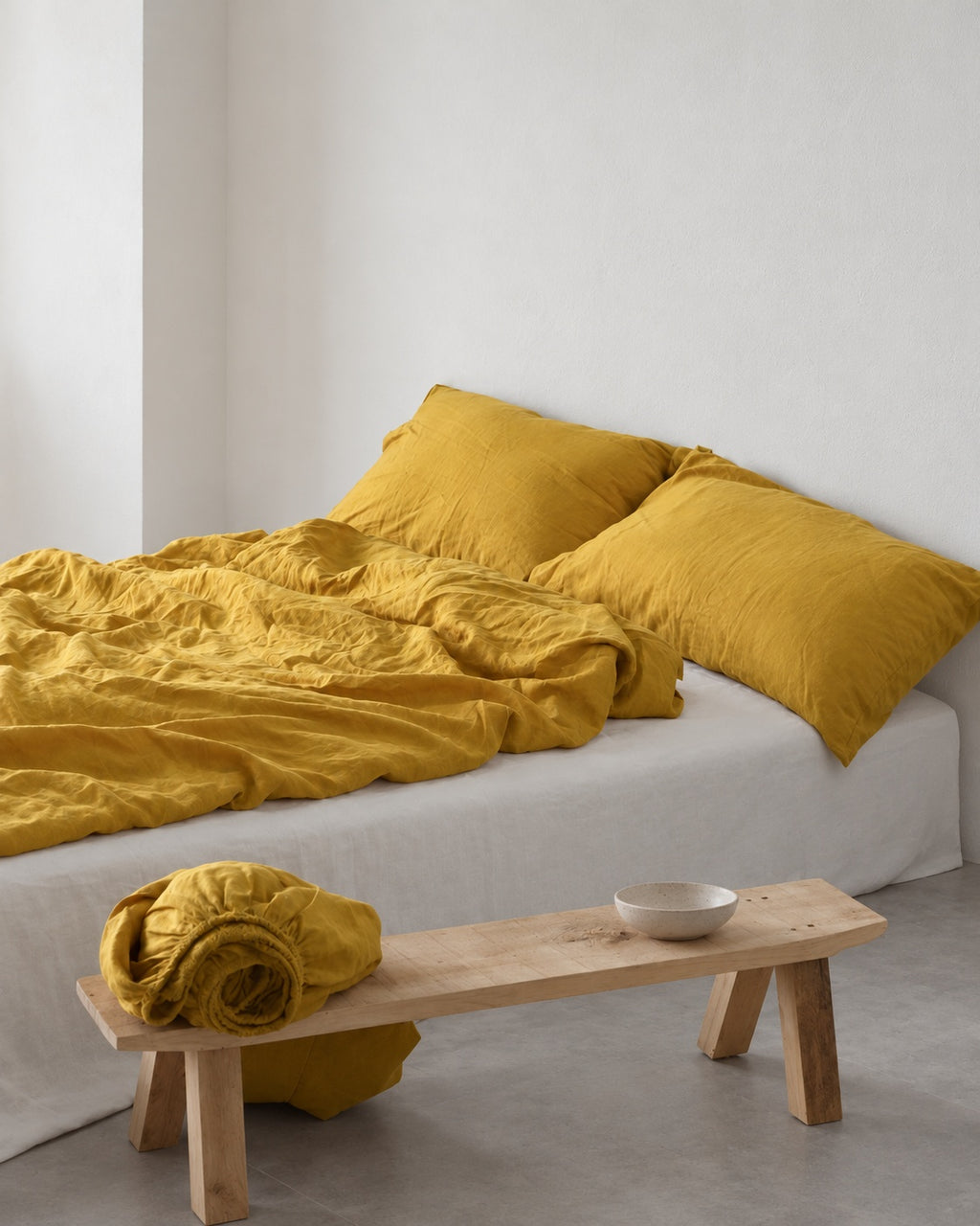 Yellow French Linen Duvet Cover | Plain Dyed