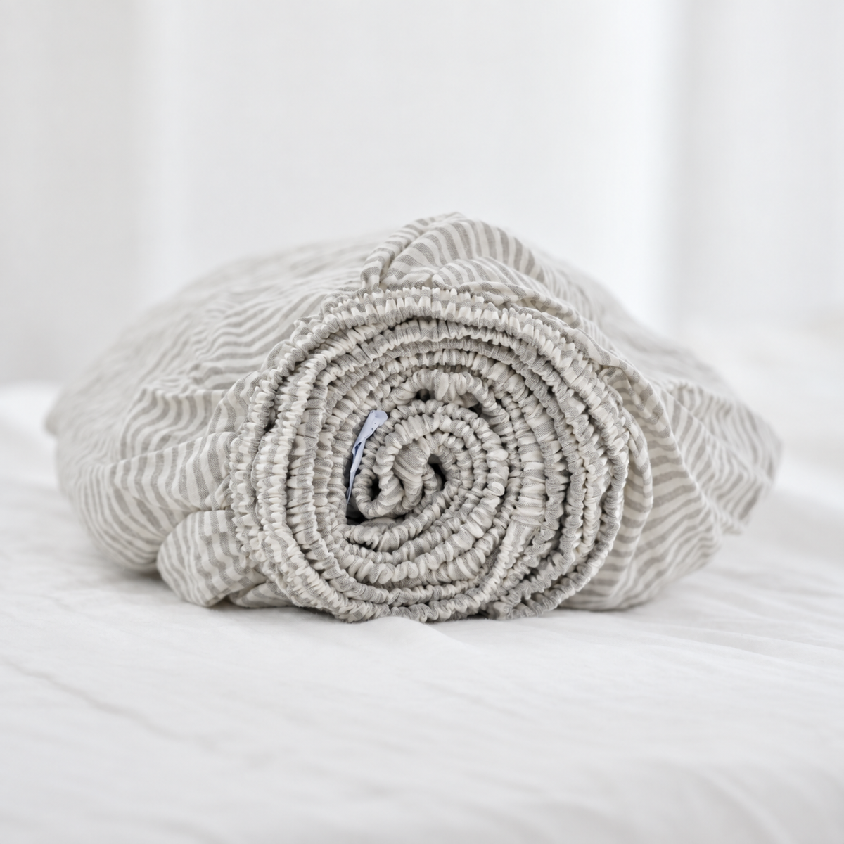Striped French Linen Bedsheet | Deep Pocket Fitted Sheet