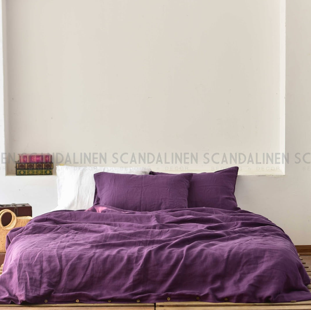 Violet French Linen Duvet Cover - Plain Dyeing 16