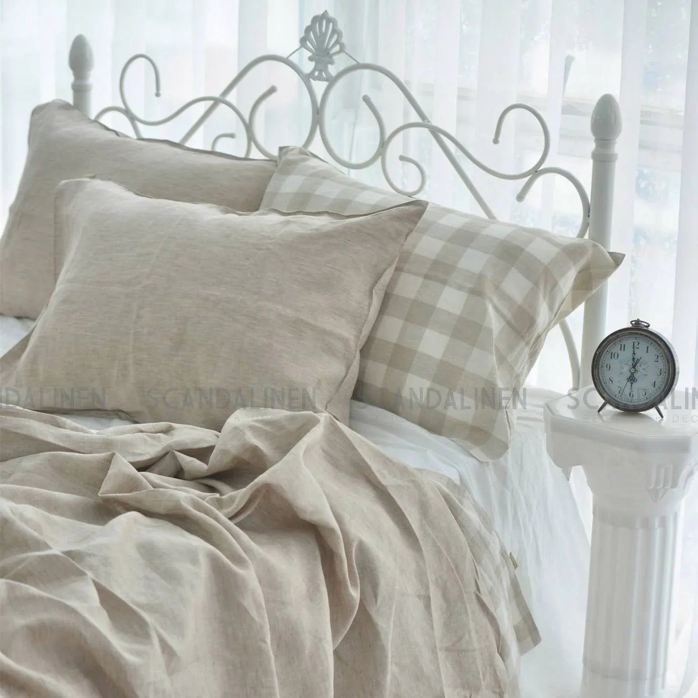 Dark Flax French Linen Duvet Cover Set - 4-Piece Yarn-Dyed Bed Linen | OEKO-TEX Certified