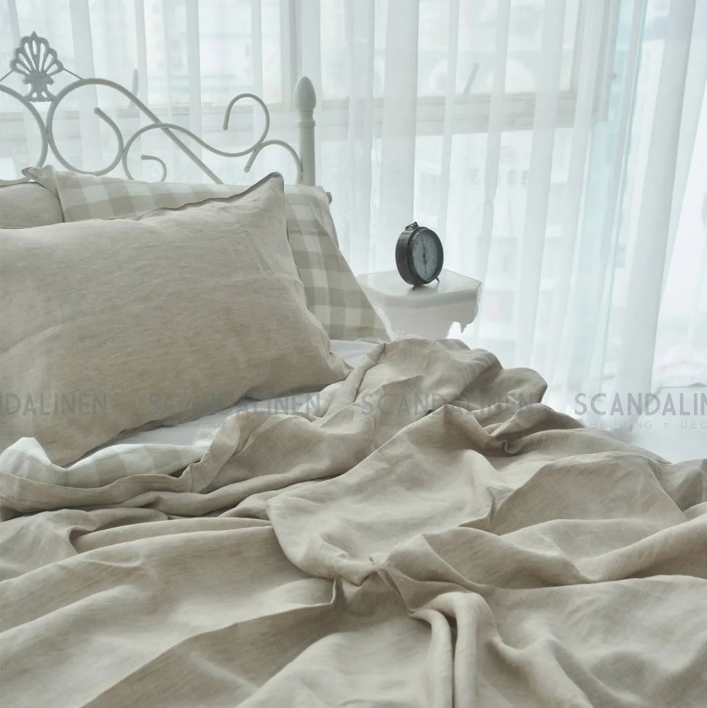 Dark Flax French Linen Duvet Cover Set - 4-Piece Yarn-Dyed Bed Linen | OEKO-TEX Certified