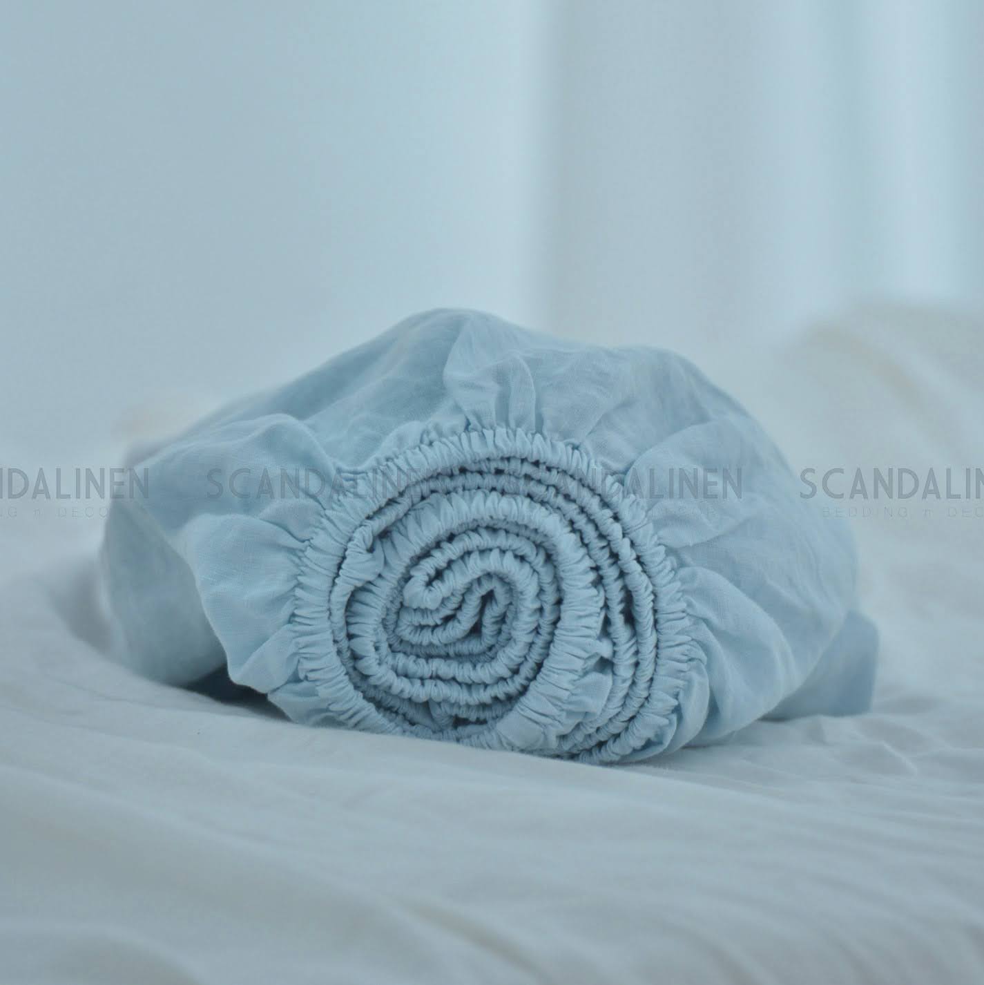 Sky French Linen Fitted Sheet - Plain Dyeing 09