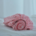 Red Striped French Linen Fitted Sheet - Yarn Dyeing 52