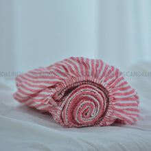 Load image into Gallery viewer, Red Striped French Linen Fitted Sheet - Yarn Dyeing 52
