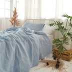 Blue French Linen Bedding Sets (4 pieces) - Yarn Dyeing