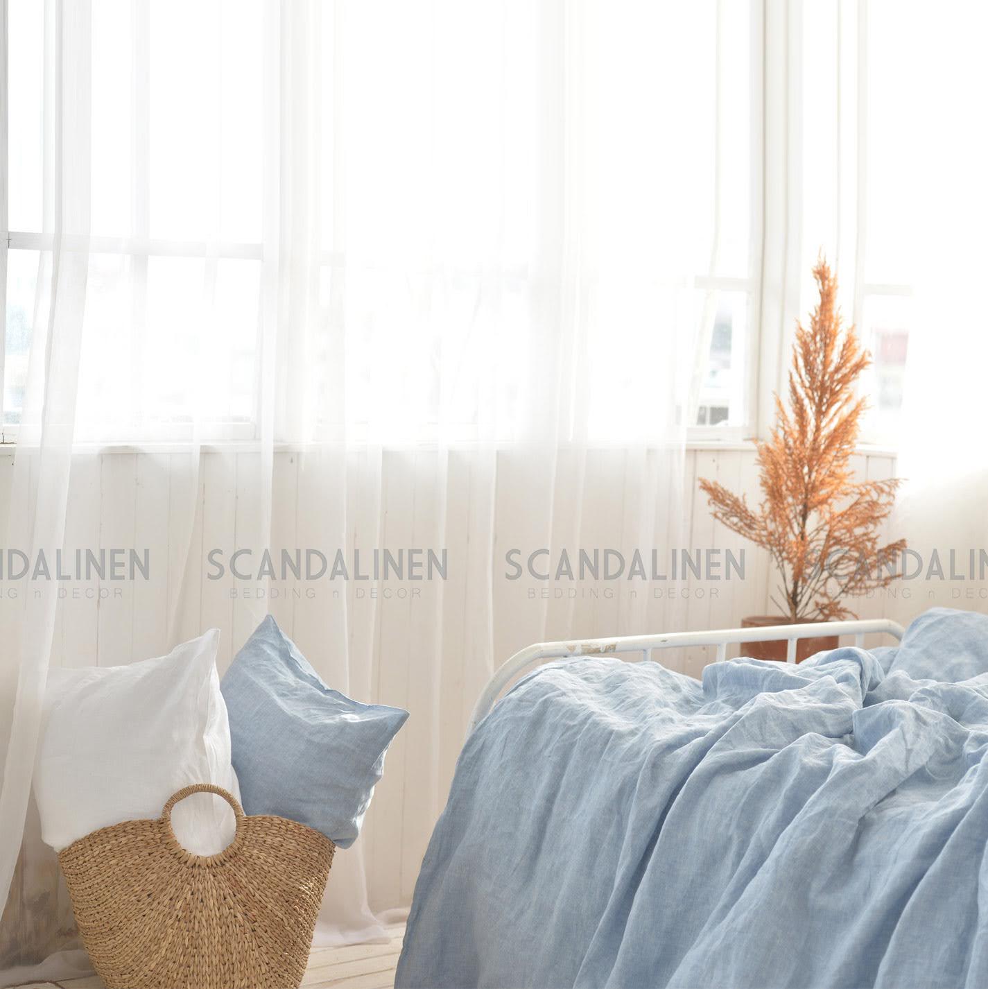Blue French Linen Bedding Sets (4 pieces) - Yarn Dyeing