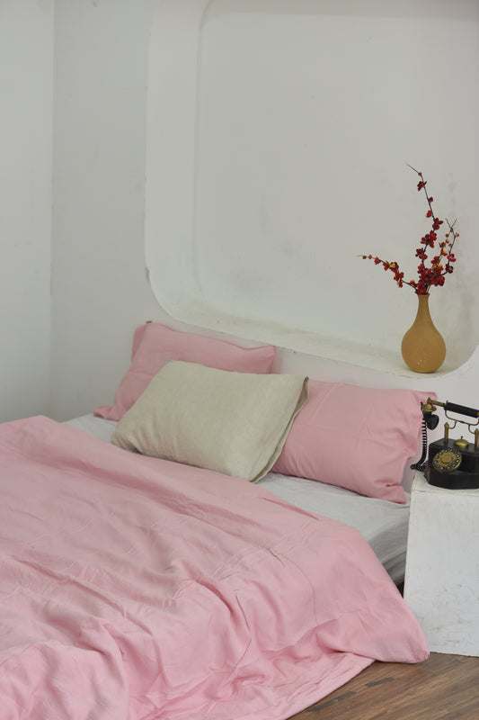 Bamboo Linen Duvet Cover - Blush