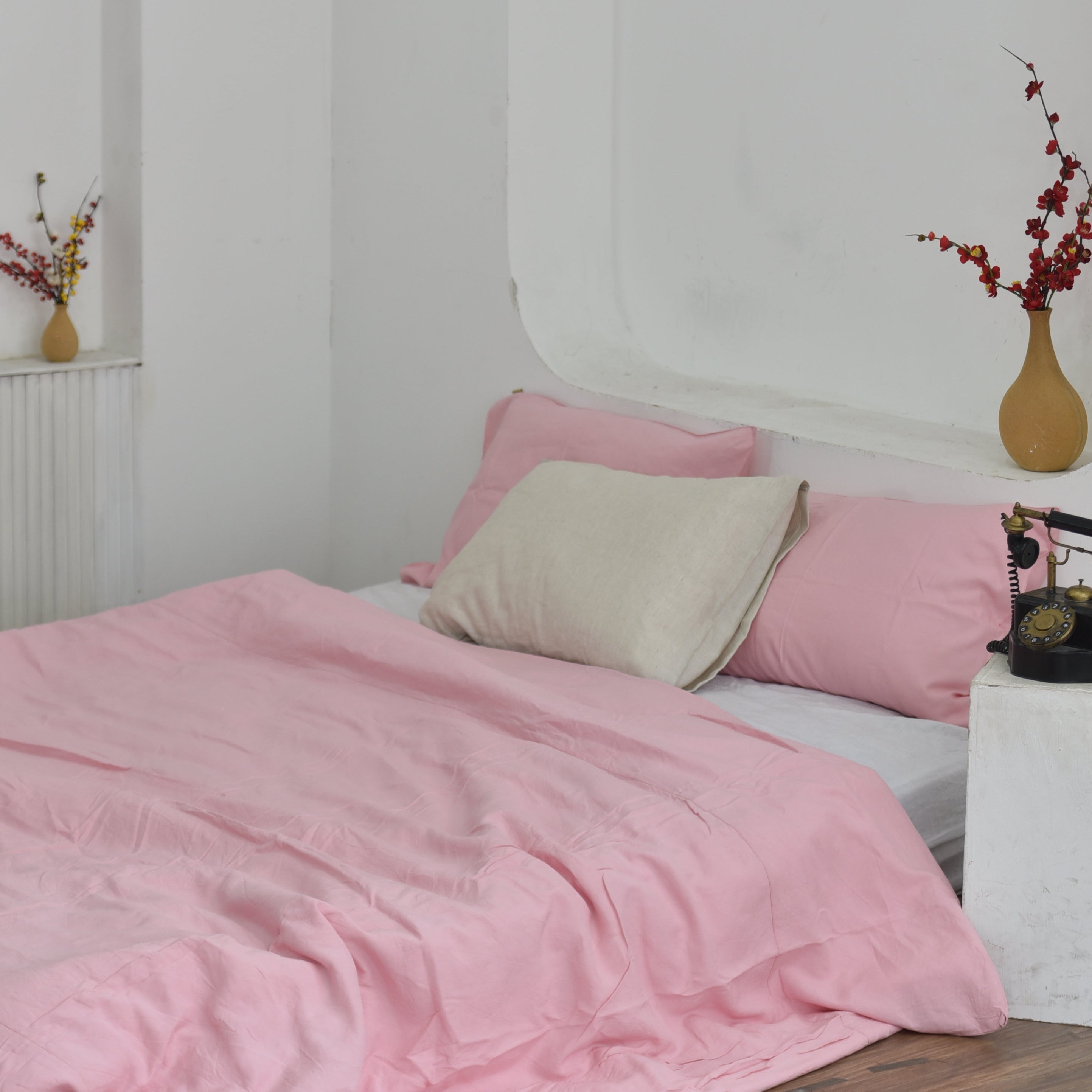 Blush Bamboo Linen Duvet Cover Sets 61