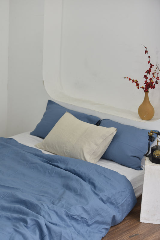 Bamboo Linen Duvet Cover - Cerulean