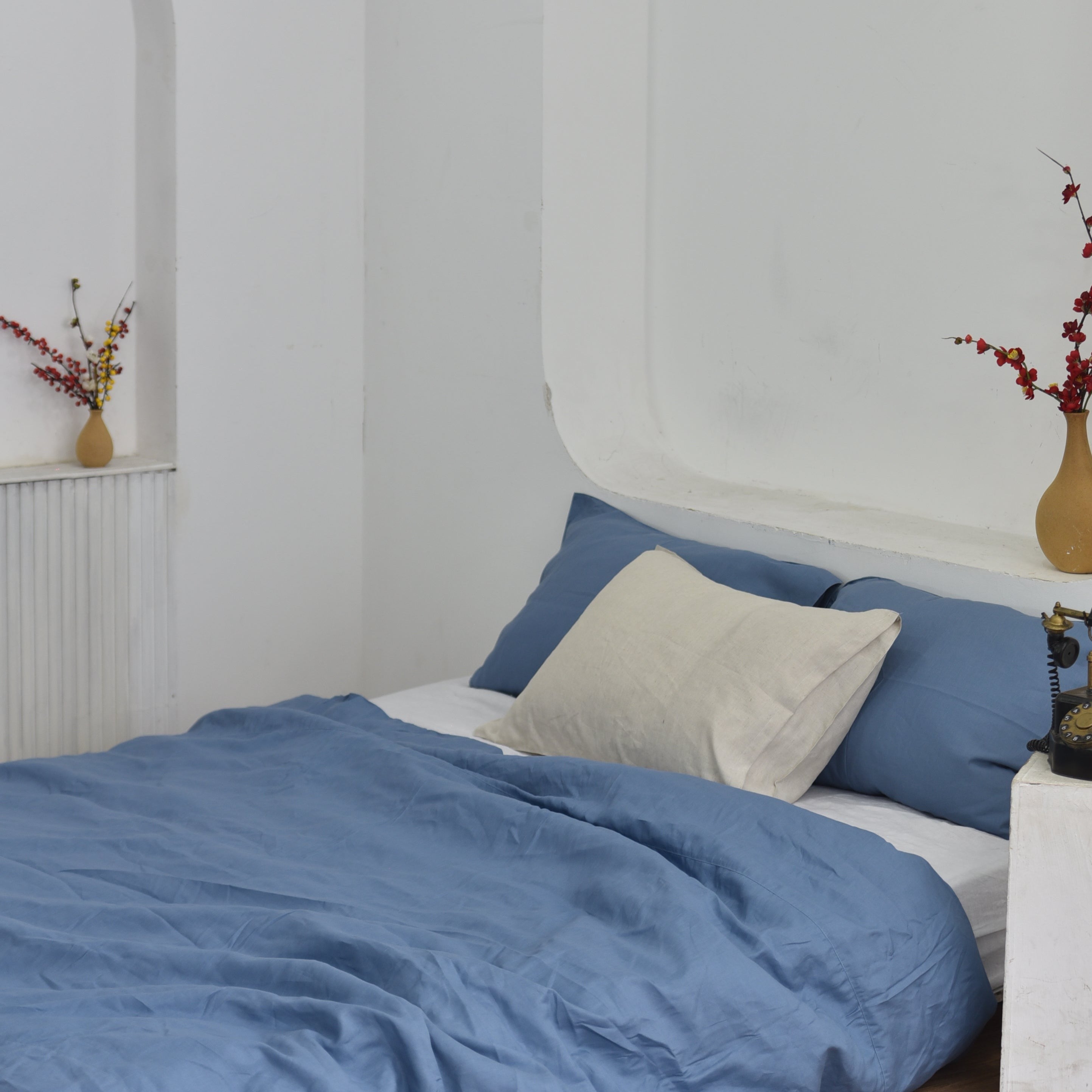 Cerulean Bamboo Linen Duvet Cover Sets