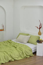 Load image into Gallery viewer, Bamboo Linen Duvet Cover - Chartreuse

