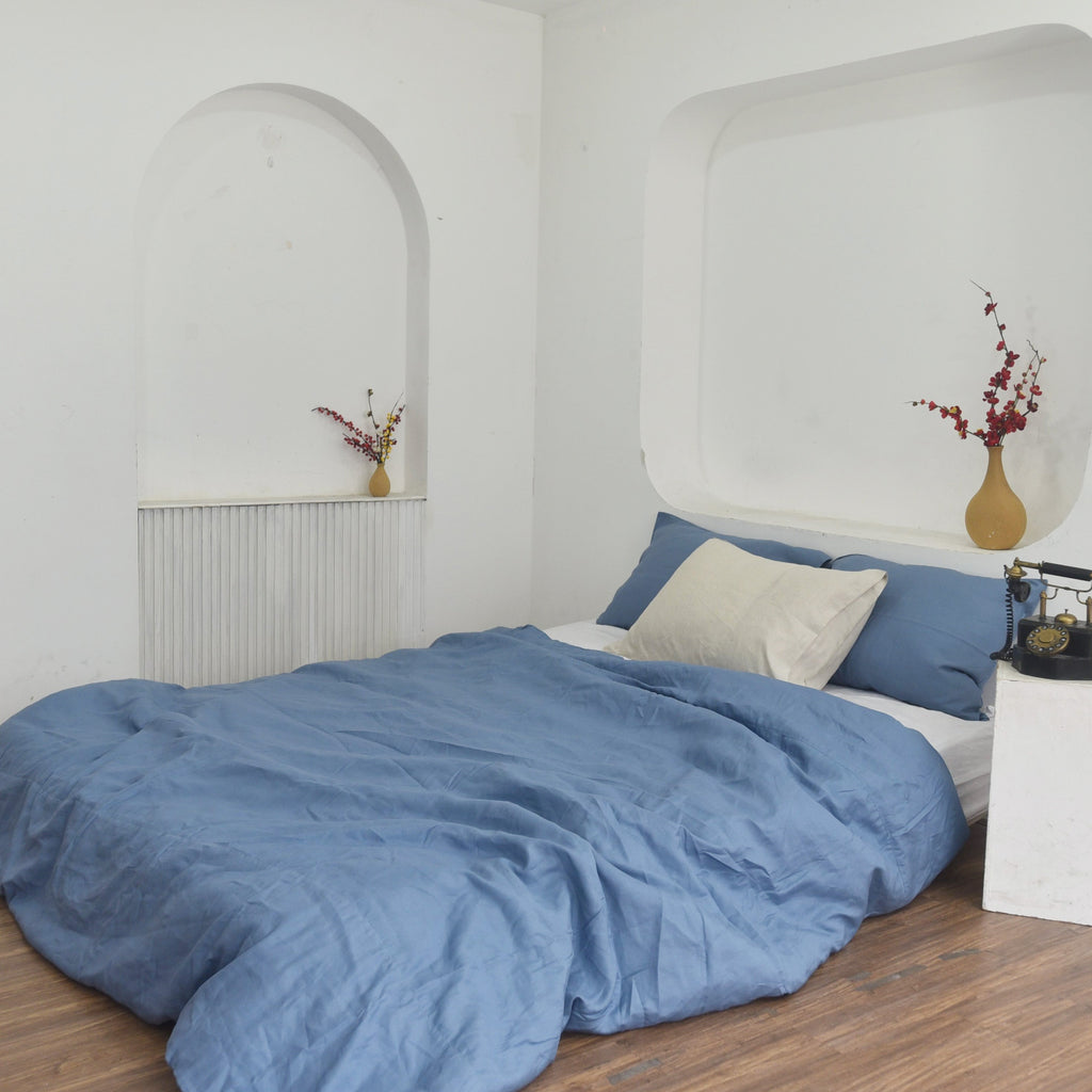 Cerulean Bamboo Linen Bedding Sets