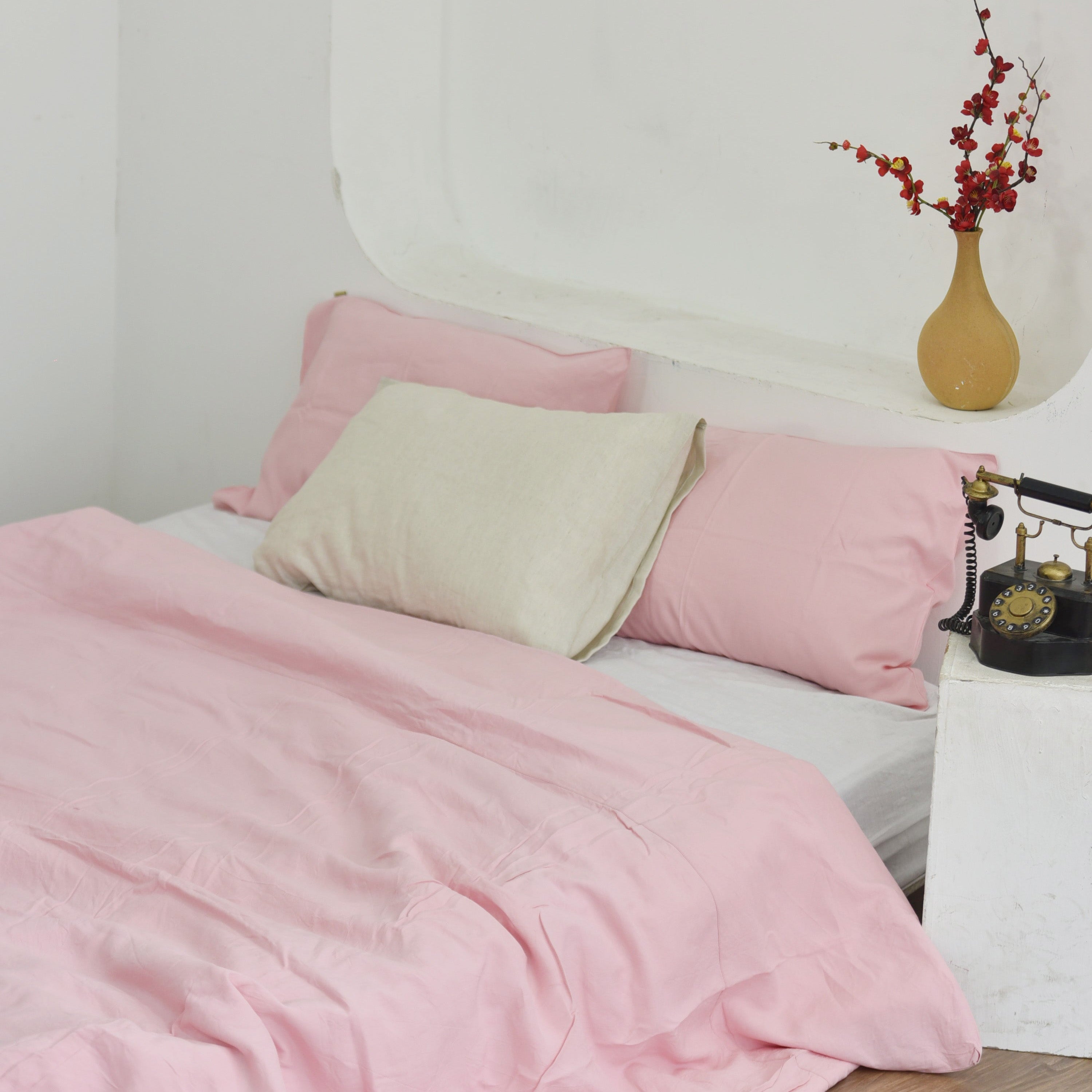 Blush Bamboo Linen Bedding Sets