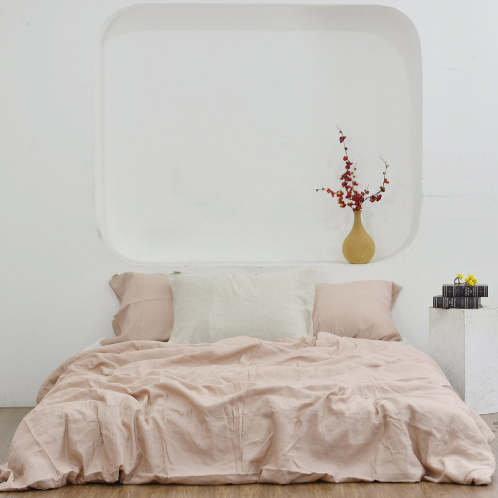 Coral Bamboo Linen Bedding Sets