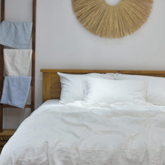 White Bamboo Linen Bedding Sets