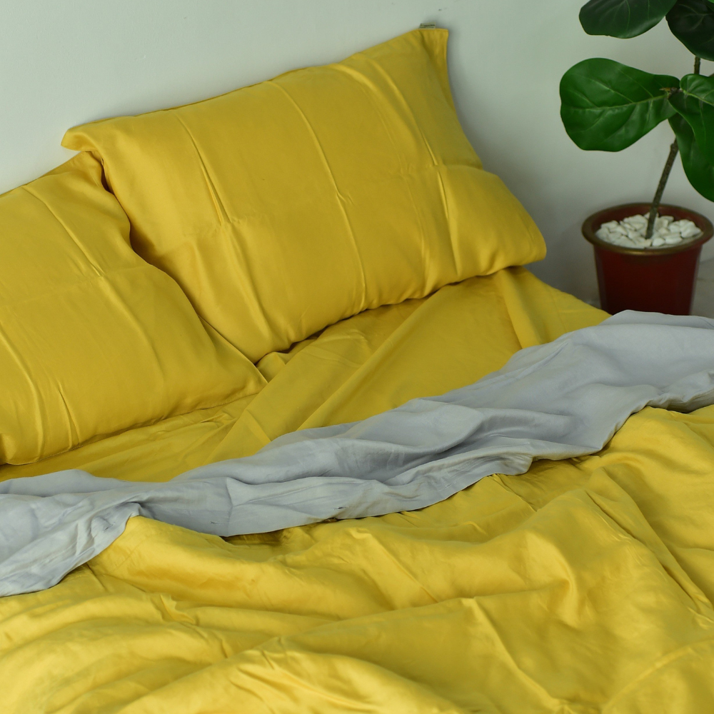 Lemon Bamboo Linen Pillowcases