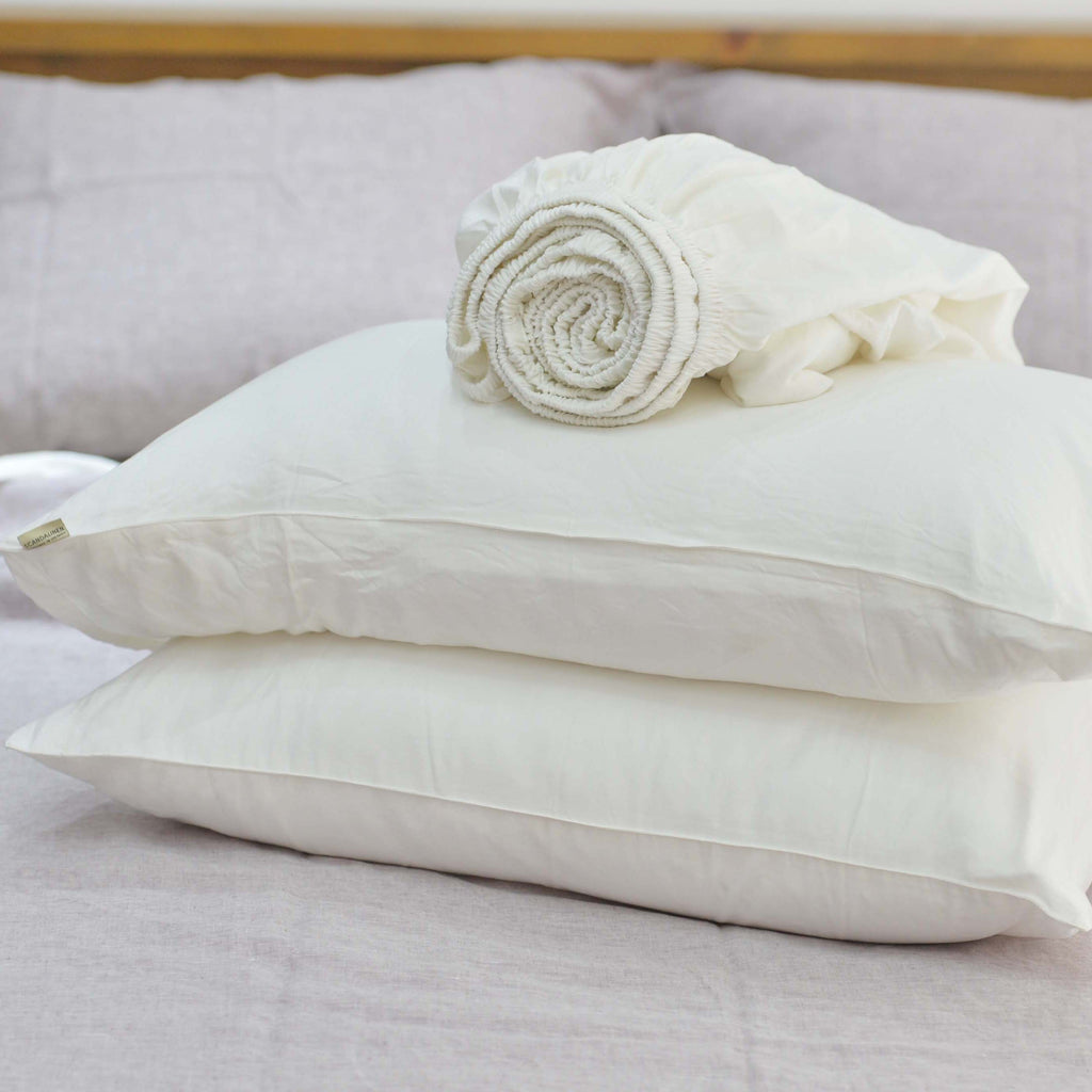 White Bamboo Linen Duvet Cover Sets