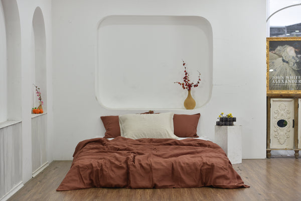 Brick Bamboo Linen Duvet Cover | 45% Linen 55% Bamboo Rayon