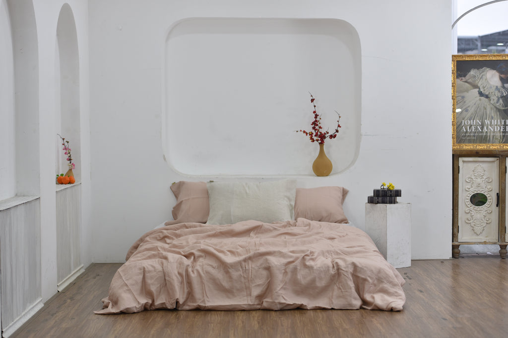 Bamboo Linen Duvet Cover - Coral