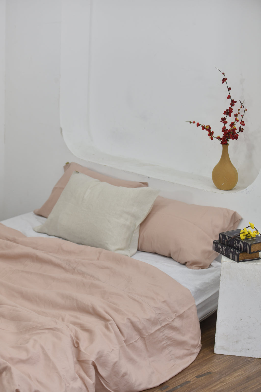 Bamboo Linen Duvet Cover - Coral