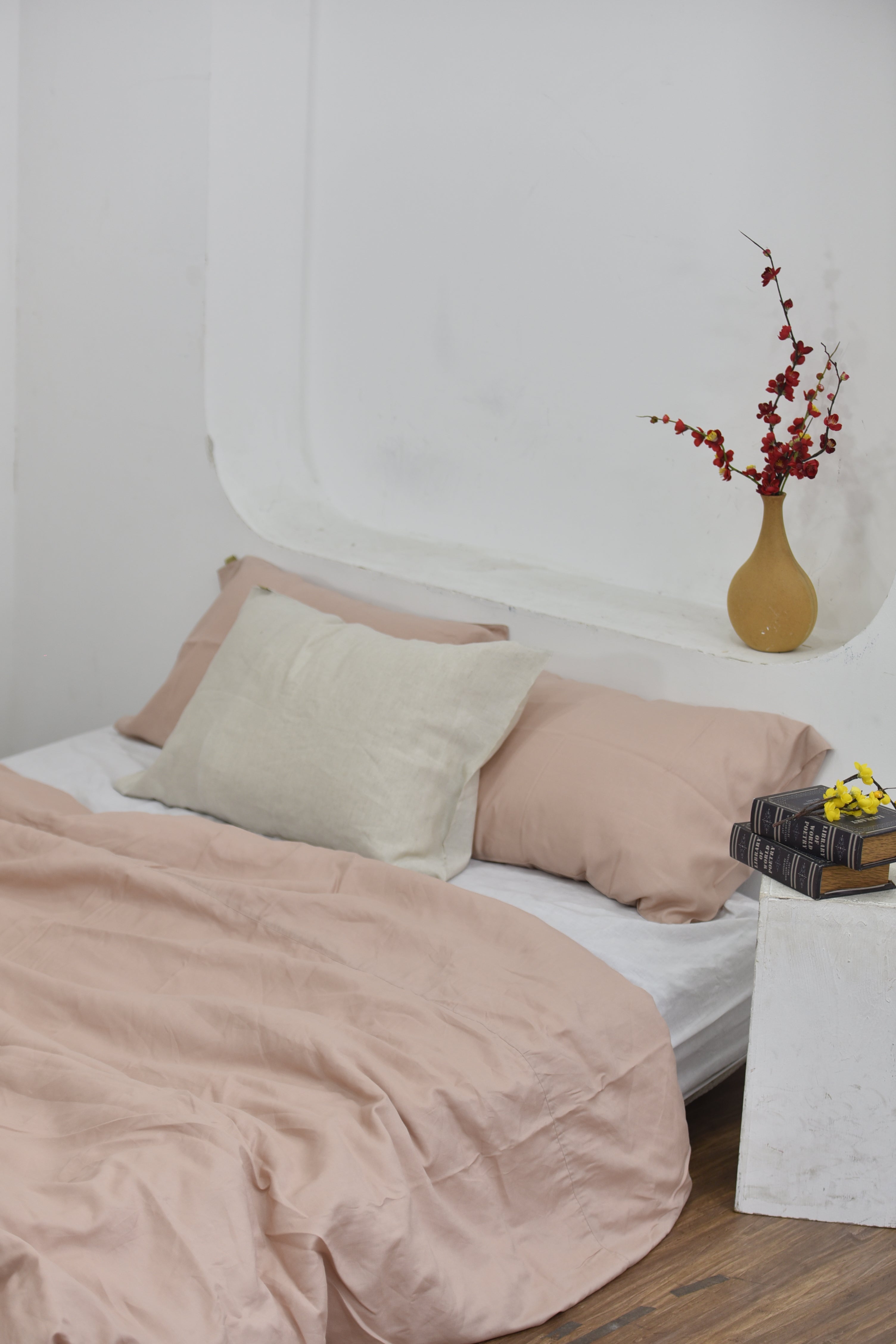 Bamboo Linen Duvet Cover - Coral