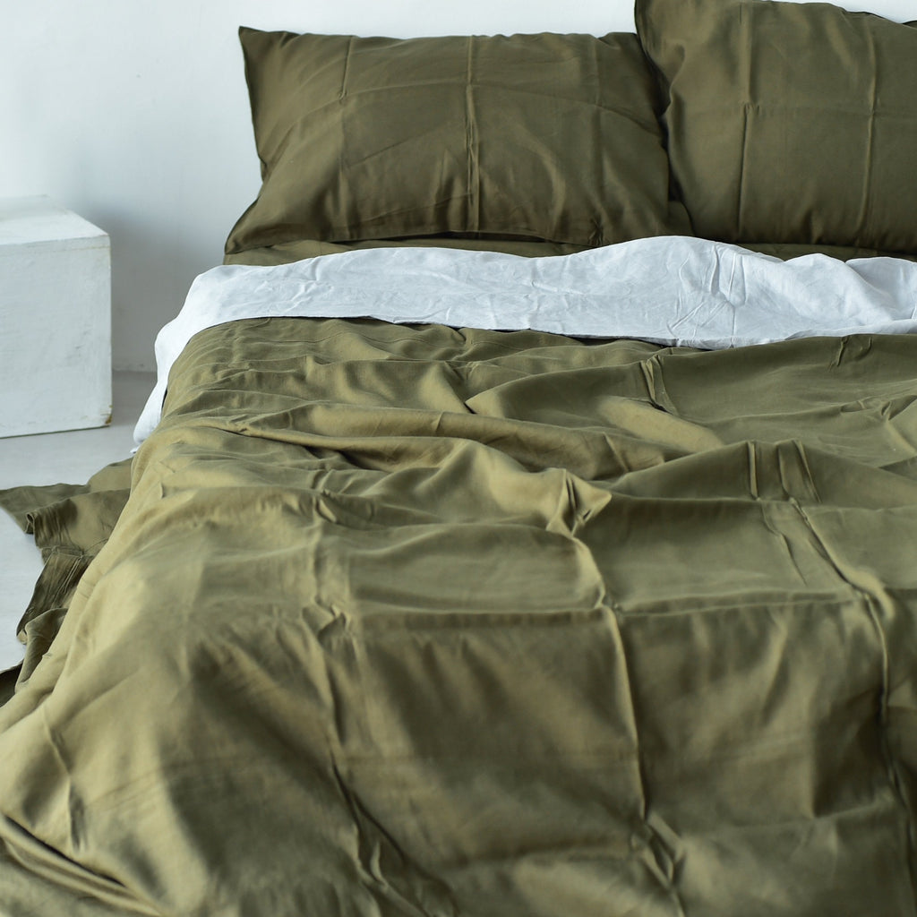 Bamboo Linen Duvet Cover - Seaweed