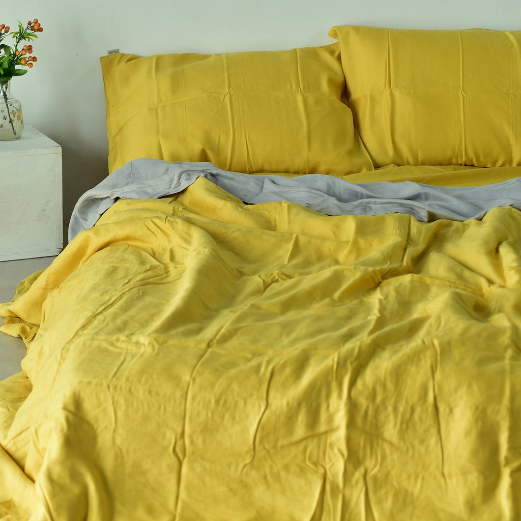 Bamboo Linen Duvet Cover - Lemon