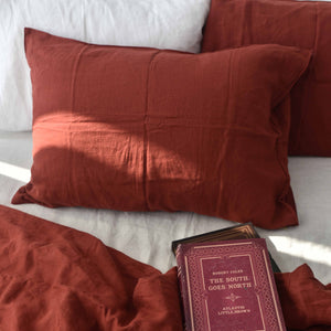 Red French Linen Pillowcase - Plain Dyeing 27