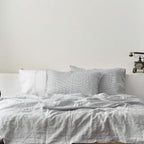 Navy Striped French Linen Bedding Sets (4 pieces) - Yarn Dyeing