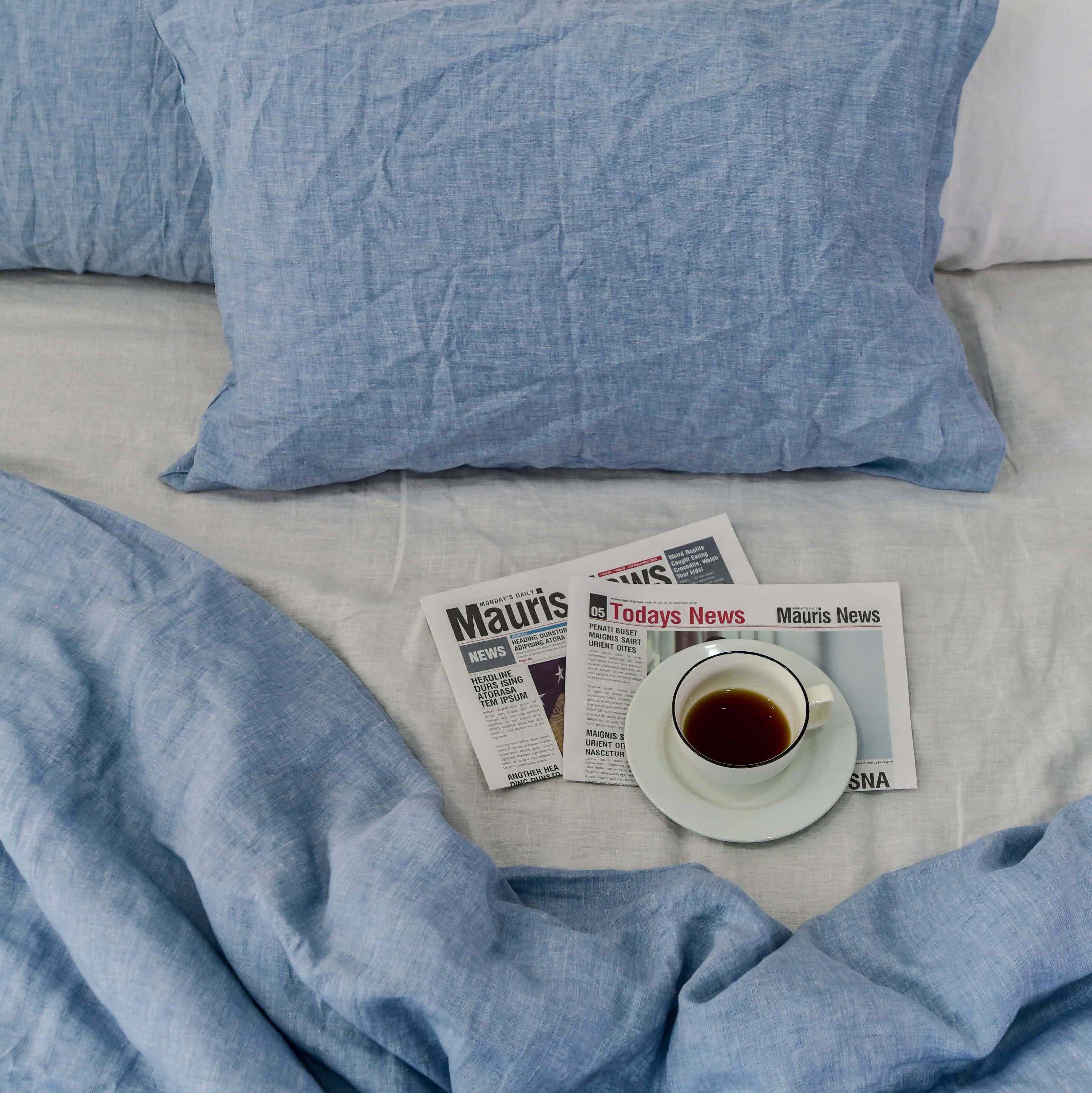 Blue French Linen Fitted Sheet - Yarn Dyeing 42