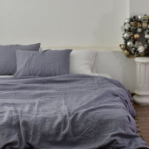 Slate French Linen Bedding Sets (4 pieces) - Plain Dyeing
