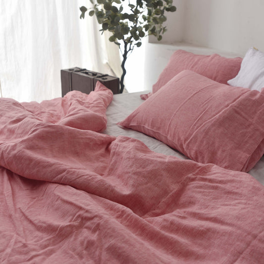Red Pink French Linen Duvet Cover - Yarn Dyeing 43