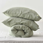 Asparagus French Linen Duvet Cover+2 Pillowcases Set - Yarn Dyeing 45