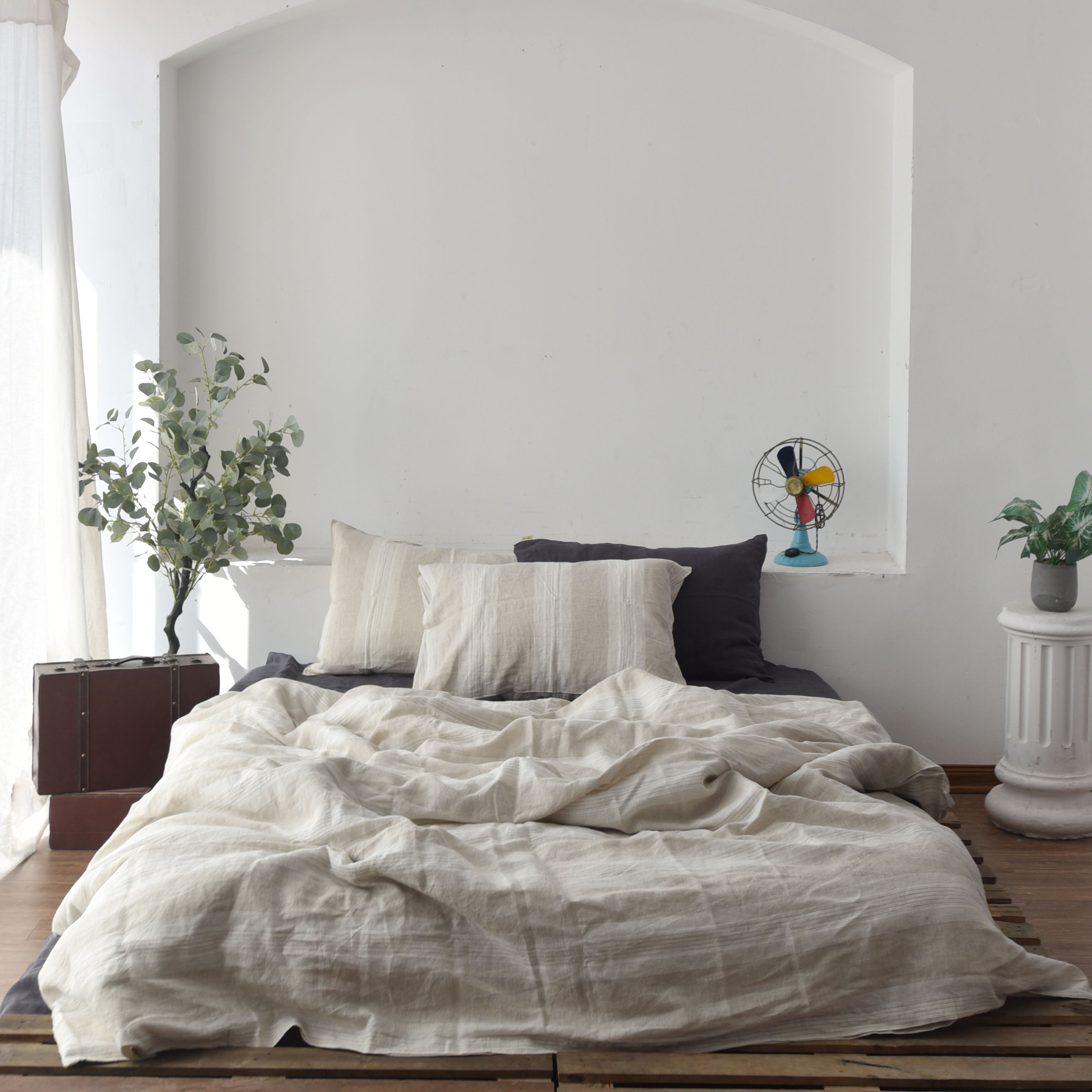 Big Striped French Linen Bedding Sets (4 pieces) - Yarn Dyeing