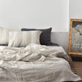 Wide Striped French Linen Duvet Cover Set - Yarn-Dyed 4-Piece
