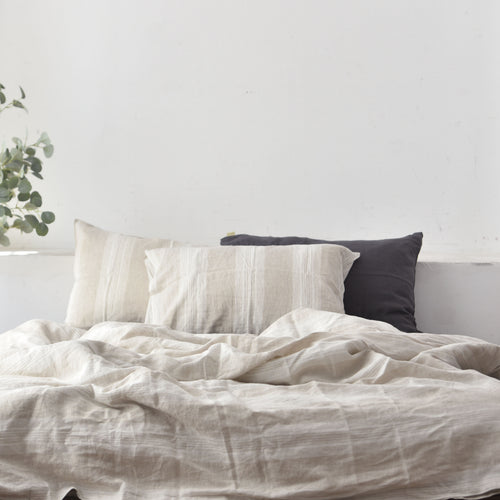 Big Striped French Linen Duvet Cover | Yarn-Dyed | Handmade