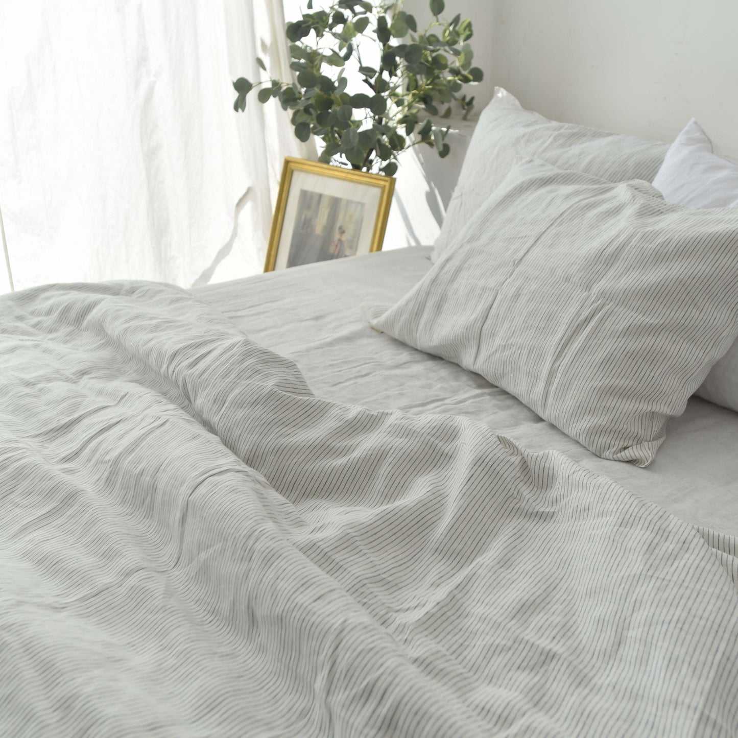 Black Striped French Linen Pillowcase - Yarn Dyeing 59
