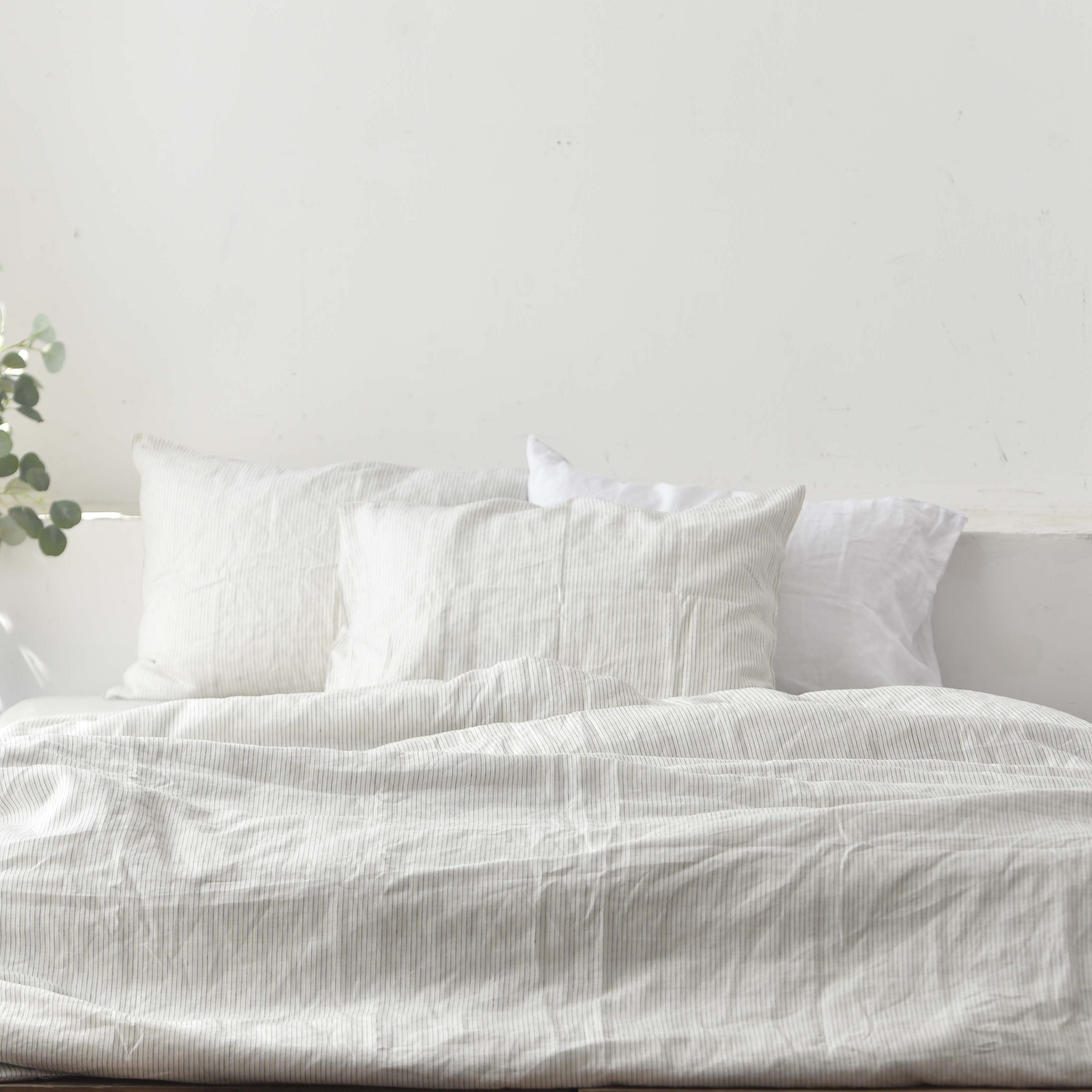 Black Striped French Linen Pillowcase - Yarn Dyeing 59