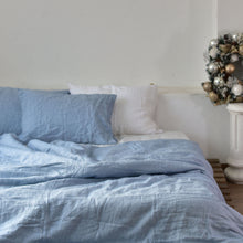 Load image into Gallery viewer, Blue Striped French Linen Bedding Sets (4 pieces)  - Yarn Dyeing

