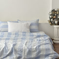 Blue Striped French Linen Bedding Sets (4 pieces)  - Yarn Dyeing