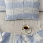 Blue Striped French Linen Bedding Sets (4 pieces)  - Yarn Dyeing