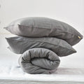 Charcoal French Linen Duvet Cover+2 Pillowcases Set- Plain Dyeing 19