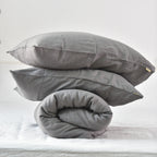 Charcoal French Linen Duvet Cover+2 Pillowcases Set- Plain Dyeing 19