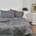 Charcoal French Linen Bedding Sets (4 pieces) - Plain Dyeing