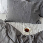 Charcoal French Linen Fitted Sheet - Plain Dyeing 19